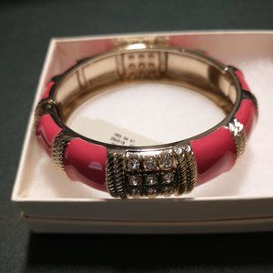 Talbots Hinged Bracelet Enamel & Gold Tone with Crystal Accents